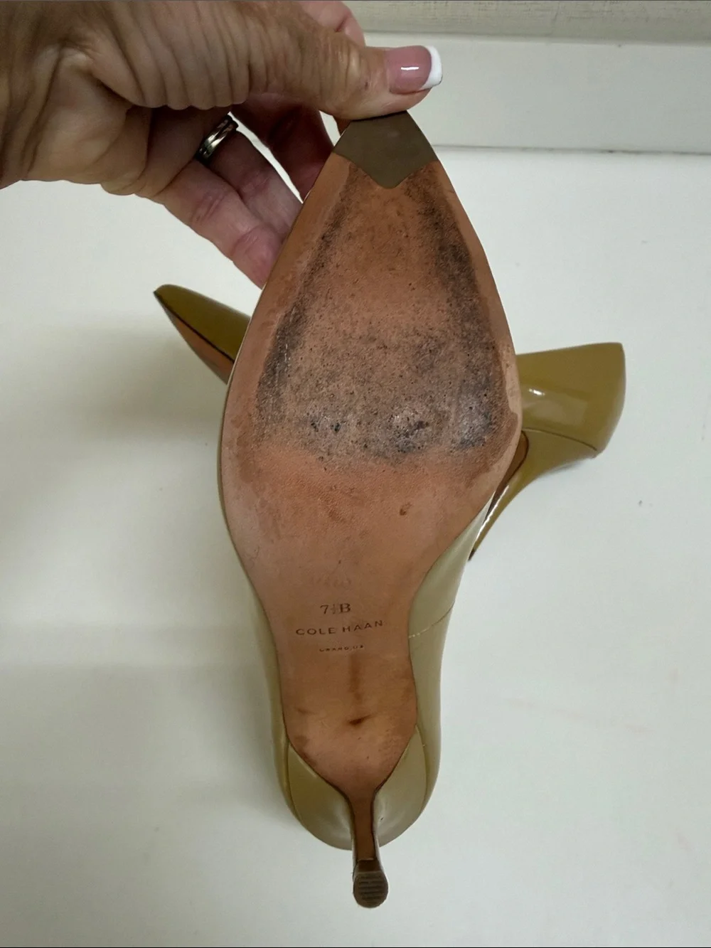 Cole Haan Patent Pointed-Toe Pumps in Mustard